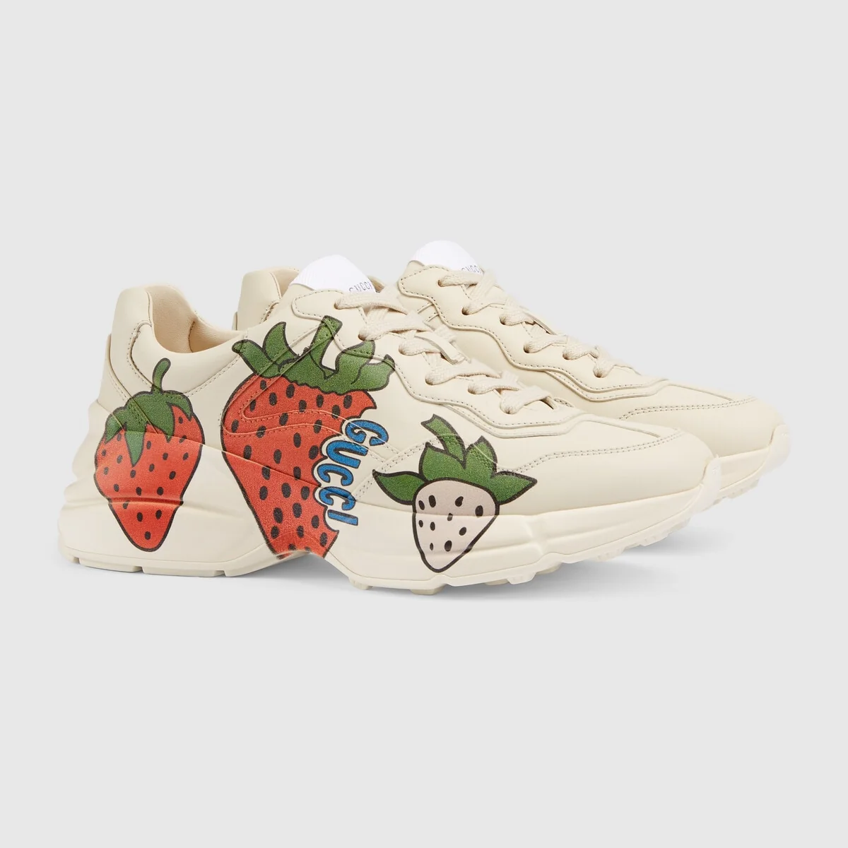 Women’s Rhyton sneaker with Gucci Strawberry view 3