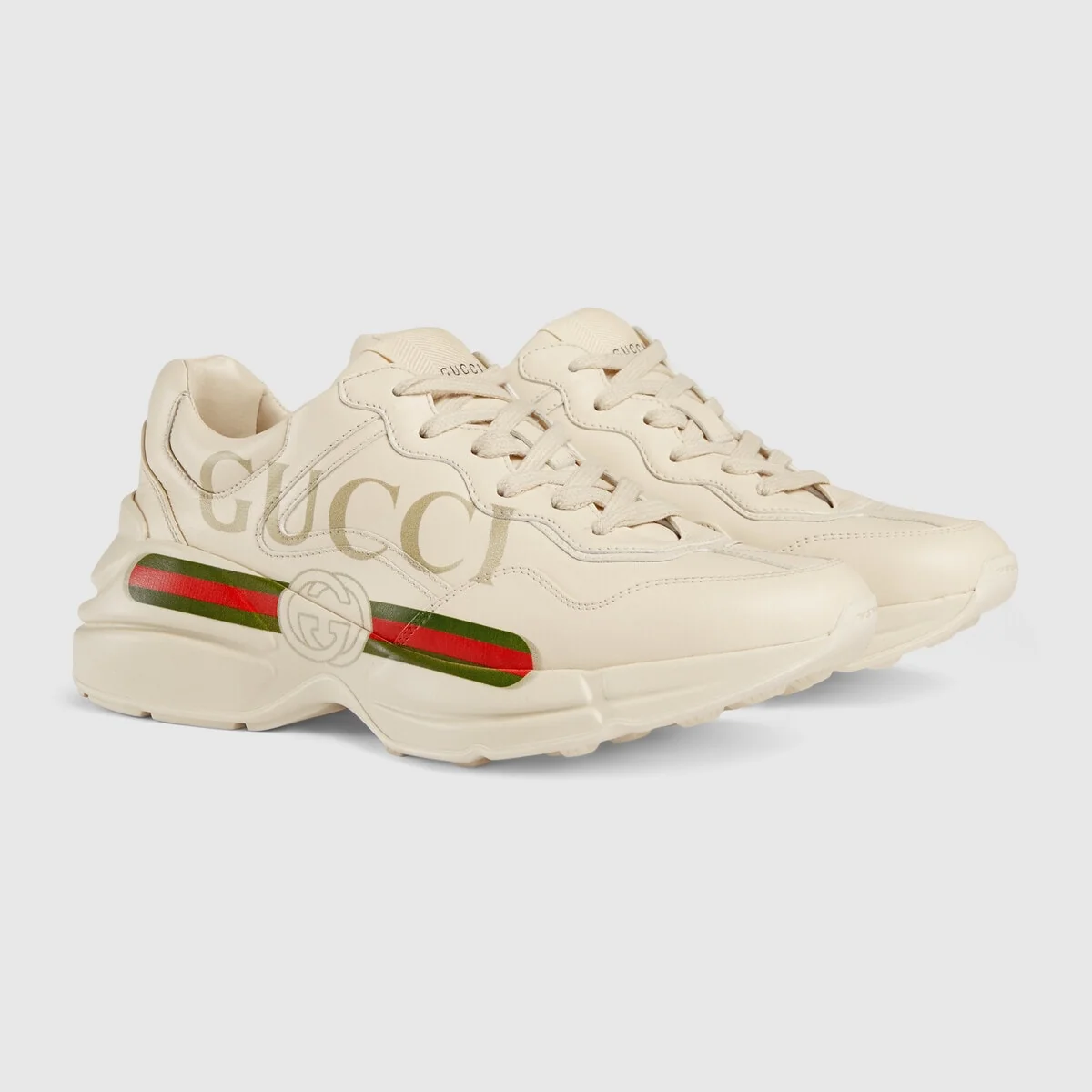 Women’s Rhyton Gucci logo leather sneaker view 3