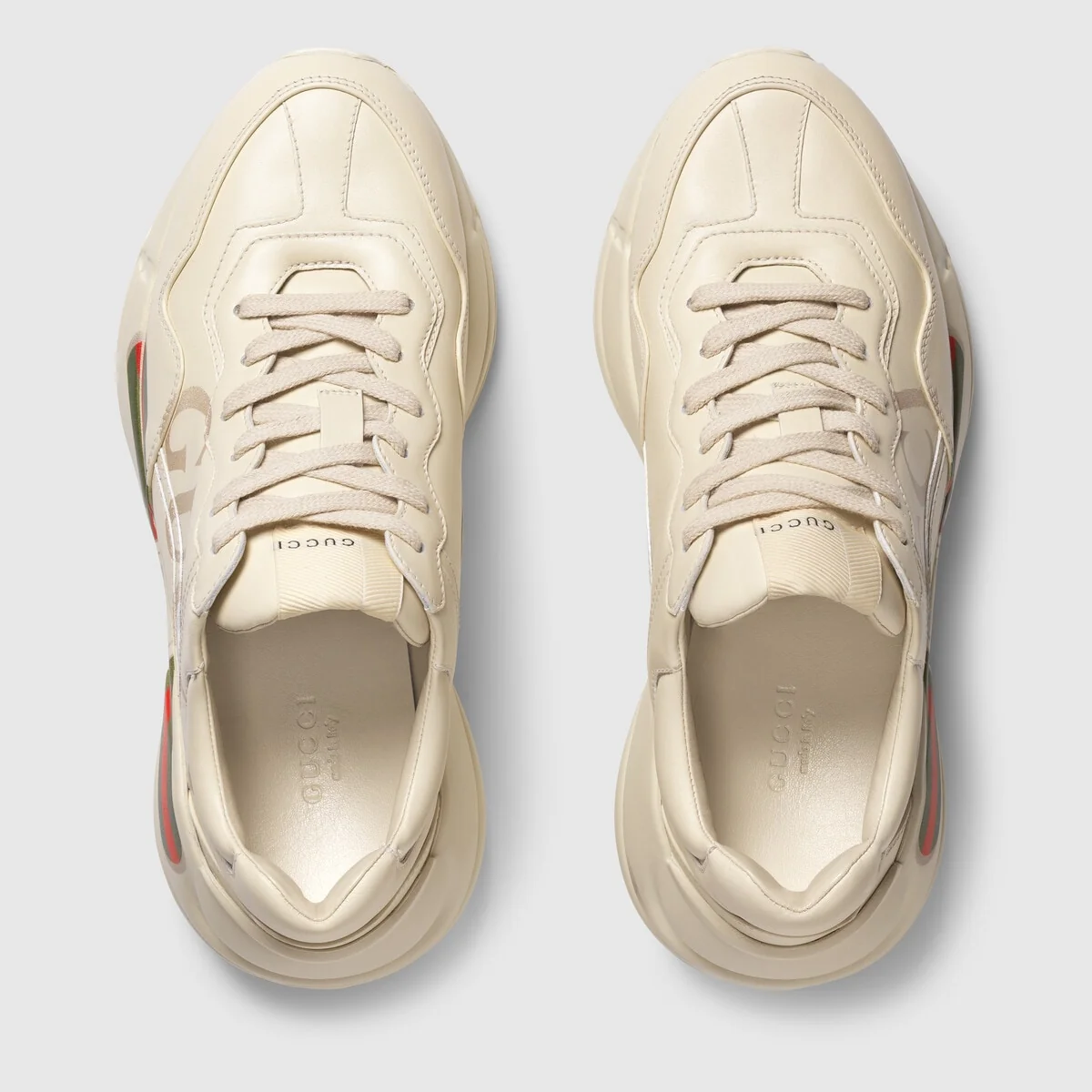 Women’s Rhyton Gucci logo leather sneaker view 4