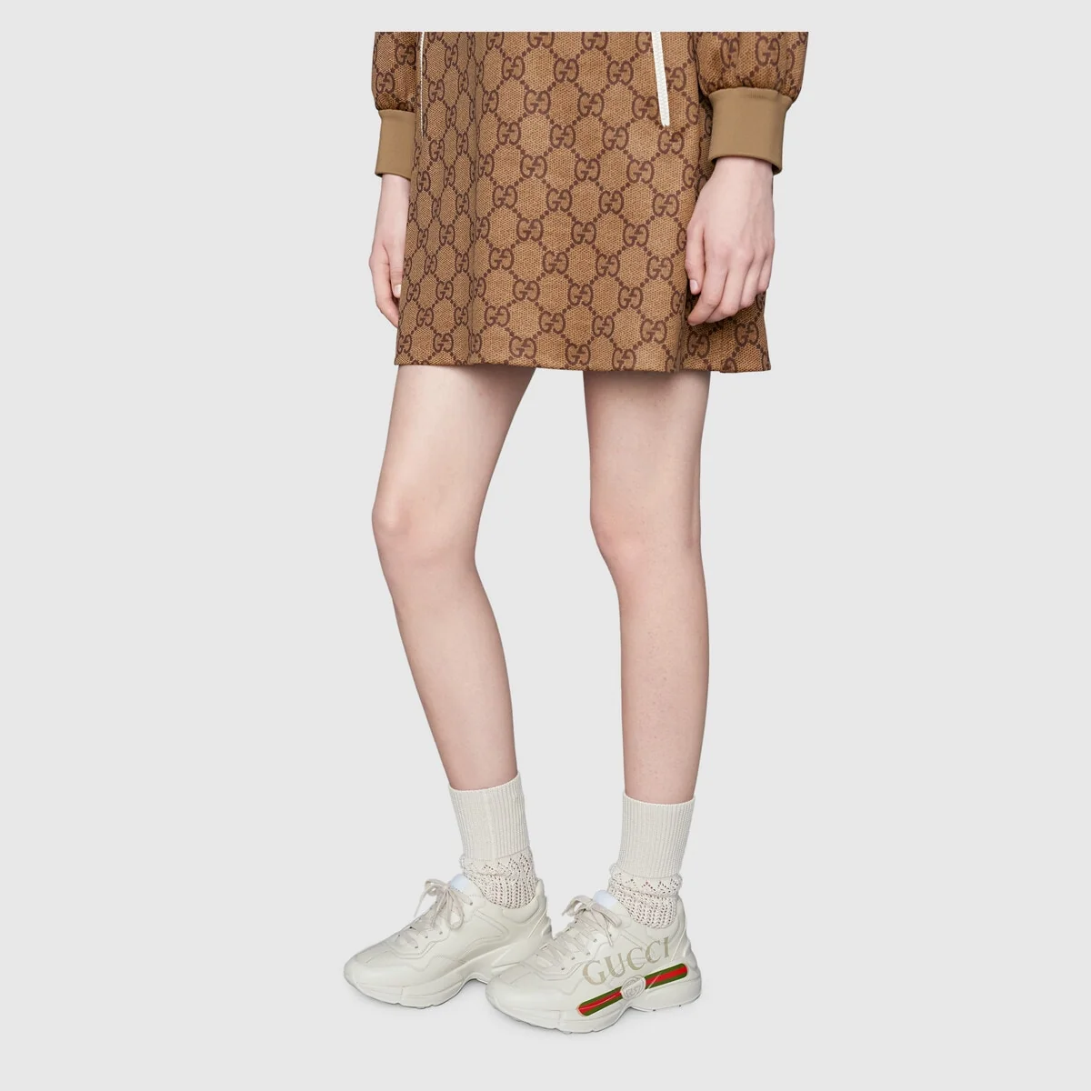 Women’s Rhyton Gucci logo leather sneaker view 7