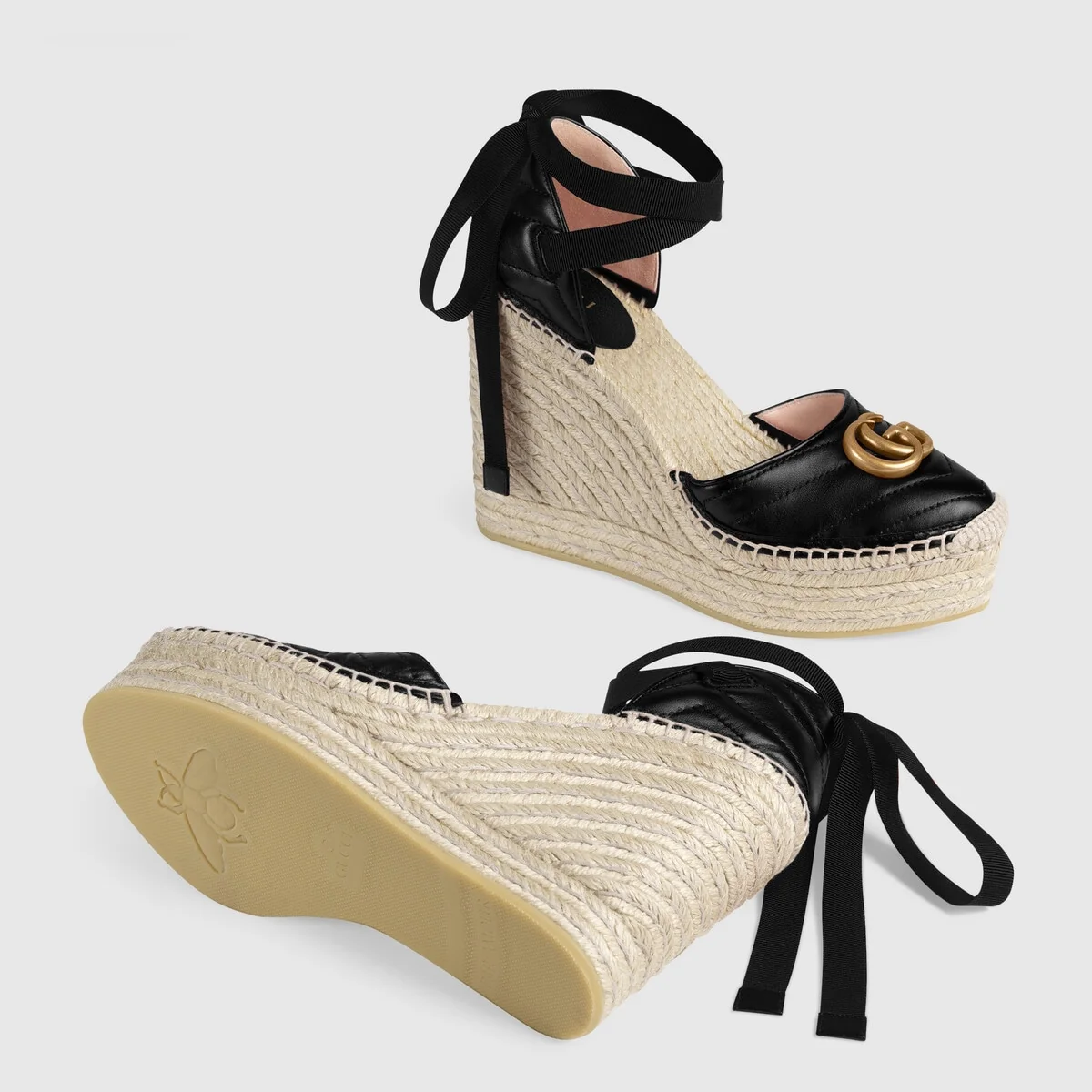 Leather platform espadrille