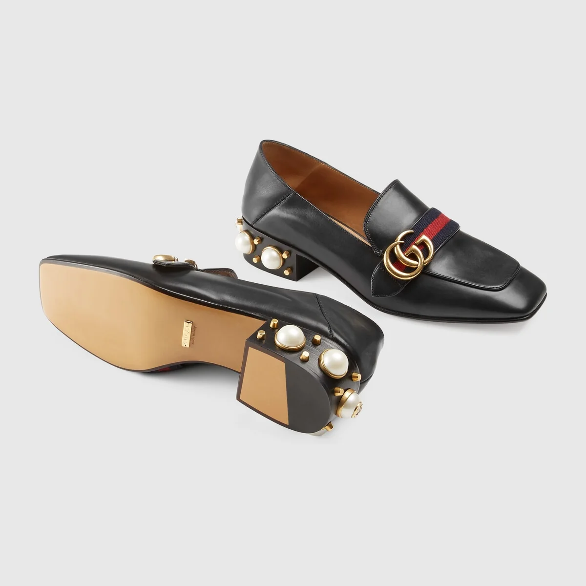 Leather mid-heel loafer