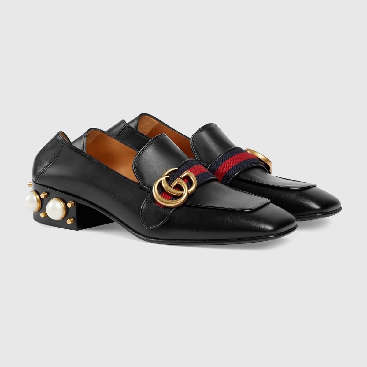 Leather mid-heel loafer view 3