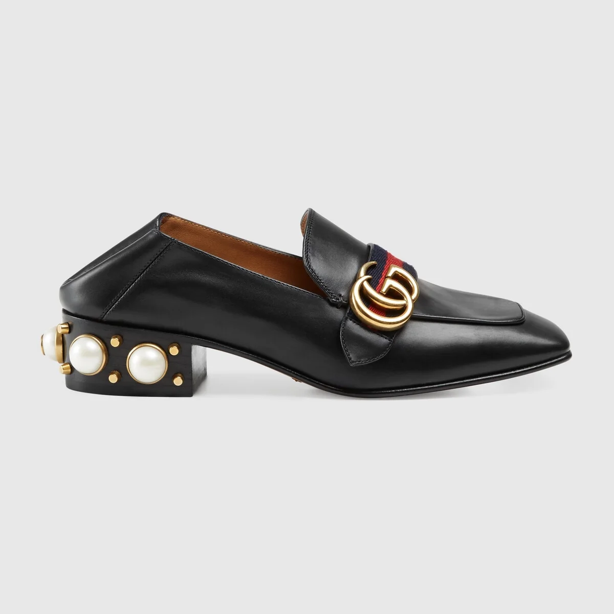 Leather mid-heel loafer view 7
