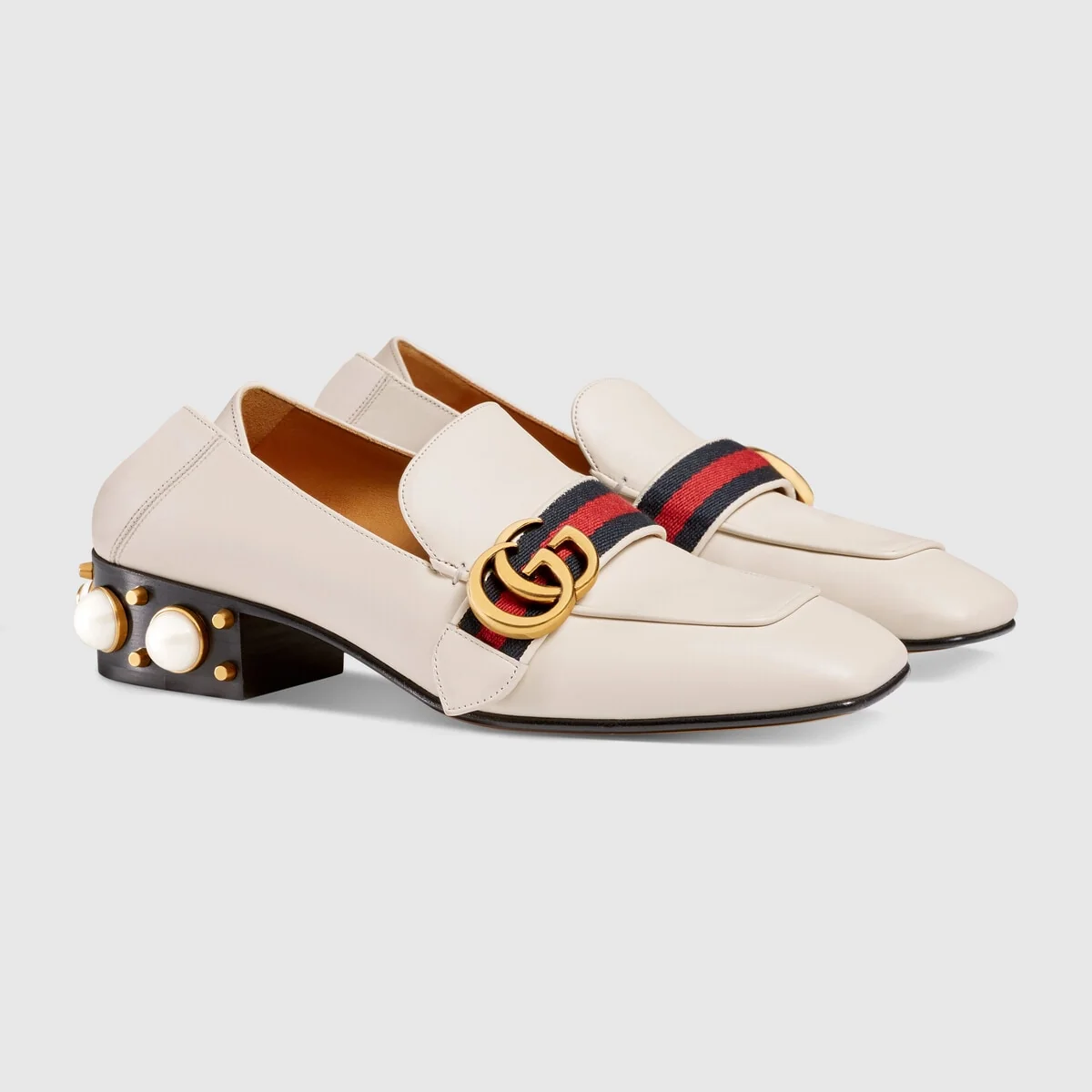 Leather mid-heel loafer view 3