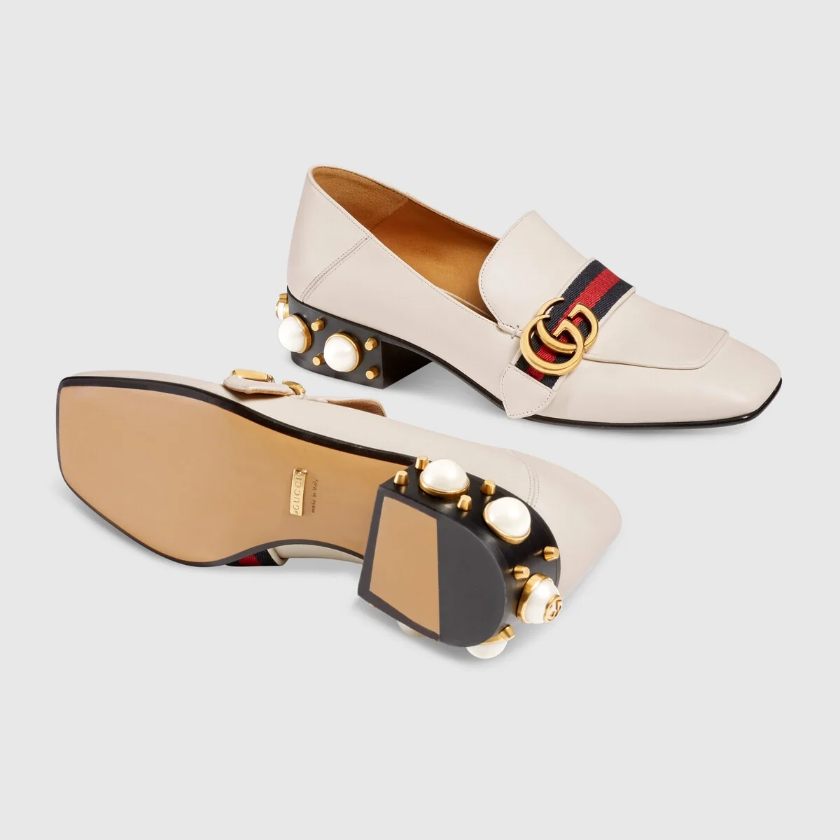Leather mid-heel loafer view 6