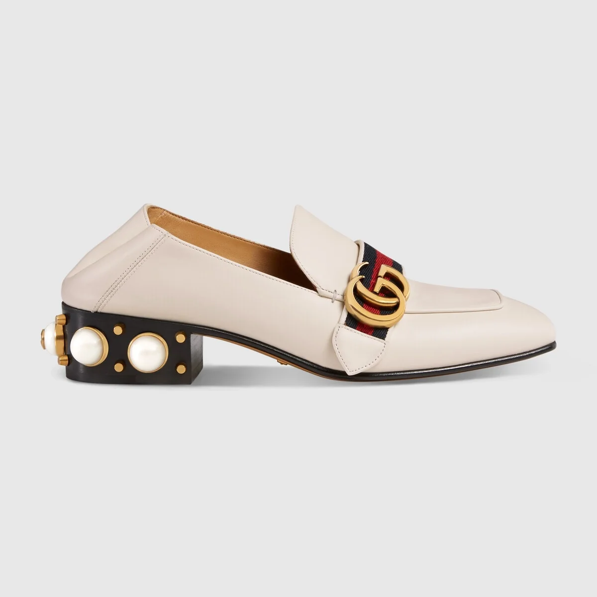 Leather mid-heel loafer view 7