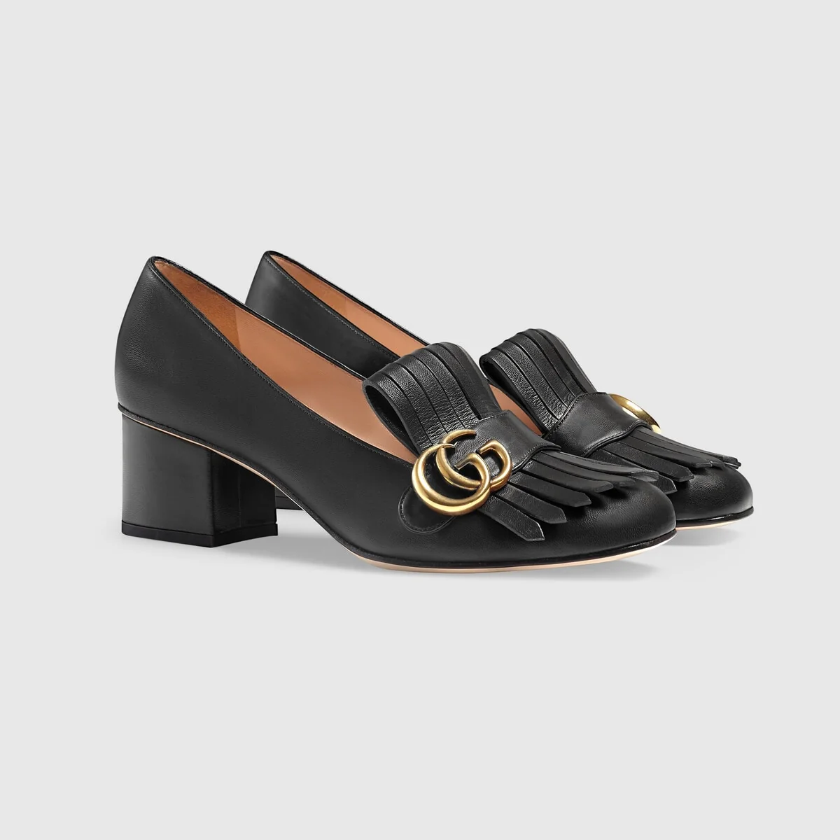 Leather mid-heel pump view 3