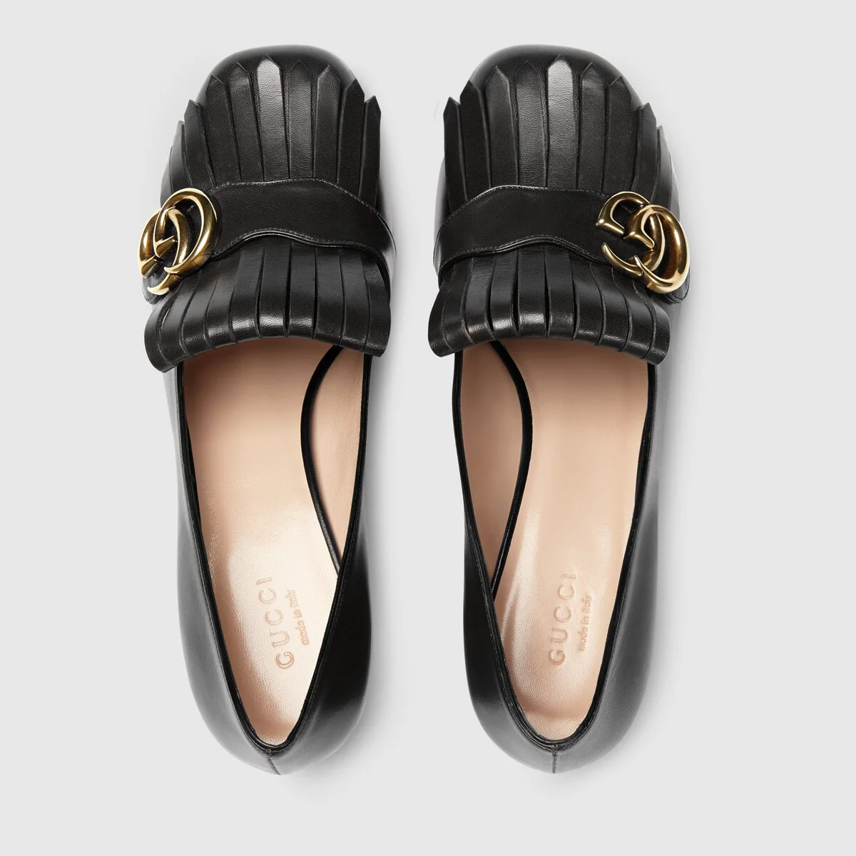 Leather mid-heel pump view 4