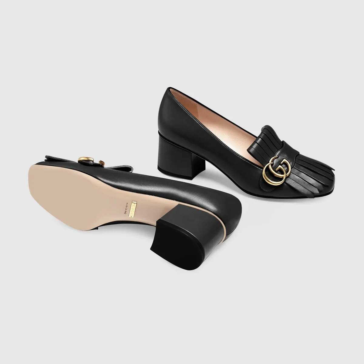 Leather mid-heel pump view 6