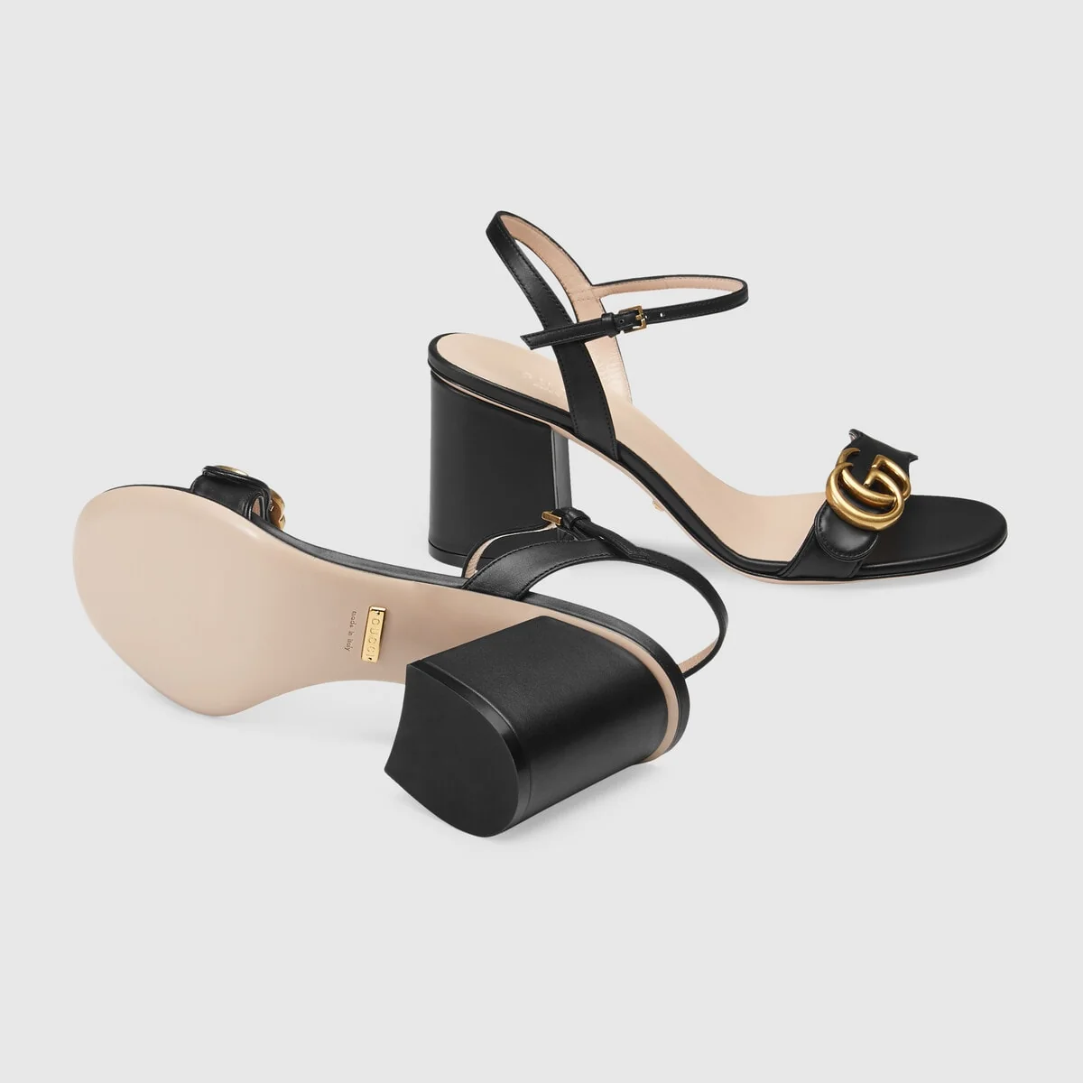 Leather mid-heel sandal
