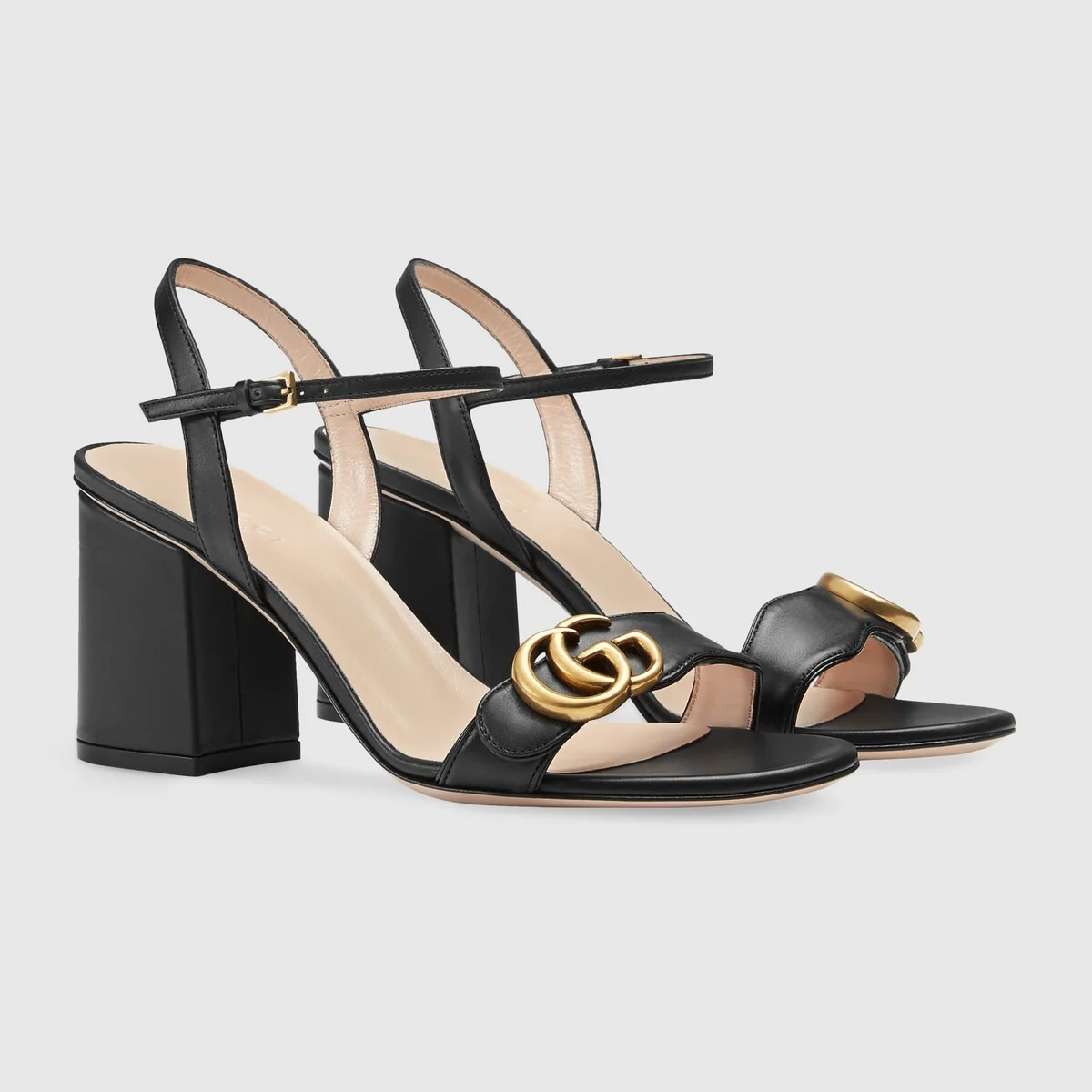 Leather mid-heel sandal view 3