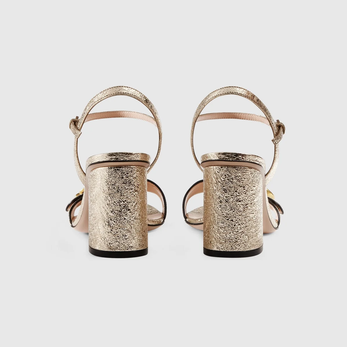 Metallic laminate leather mid-heel sandal view 5