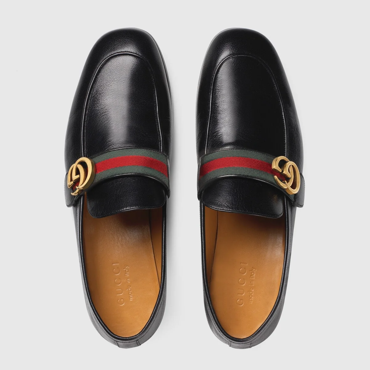 Leather loafer with Double G and Web view 4