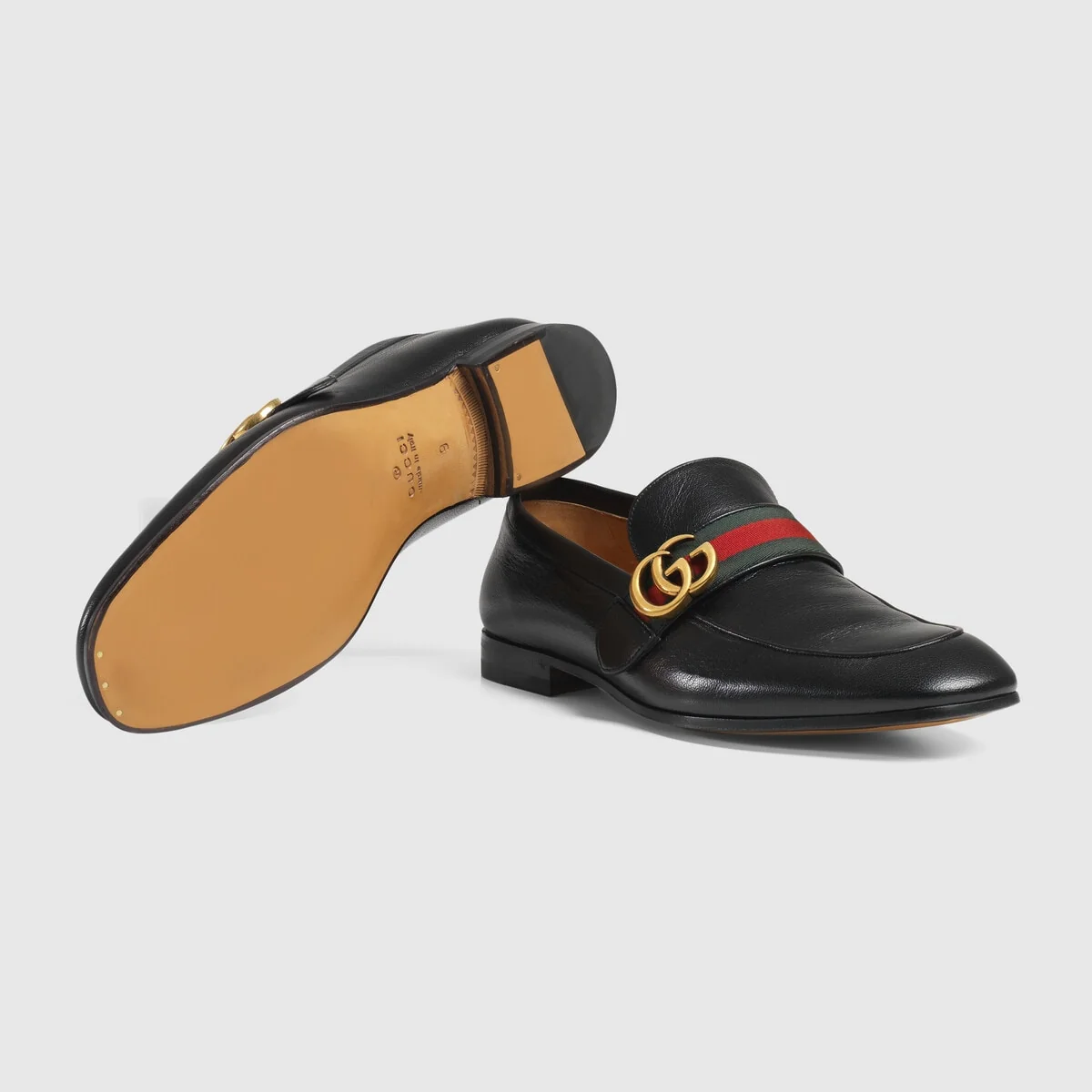Leather loafer with Double G and Web view 6