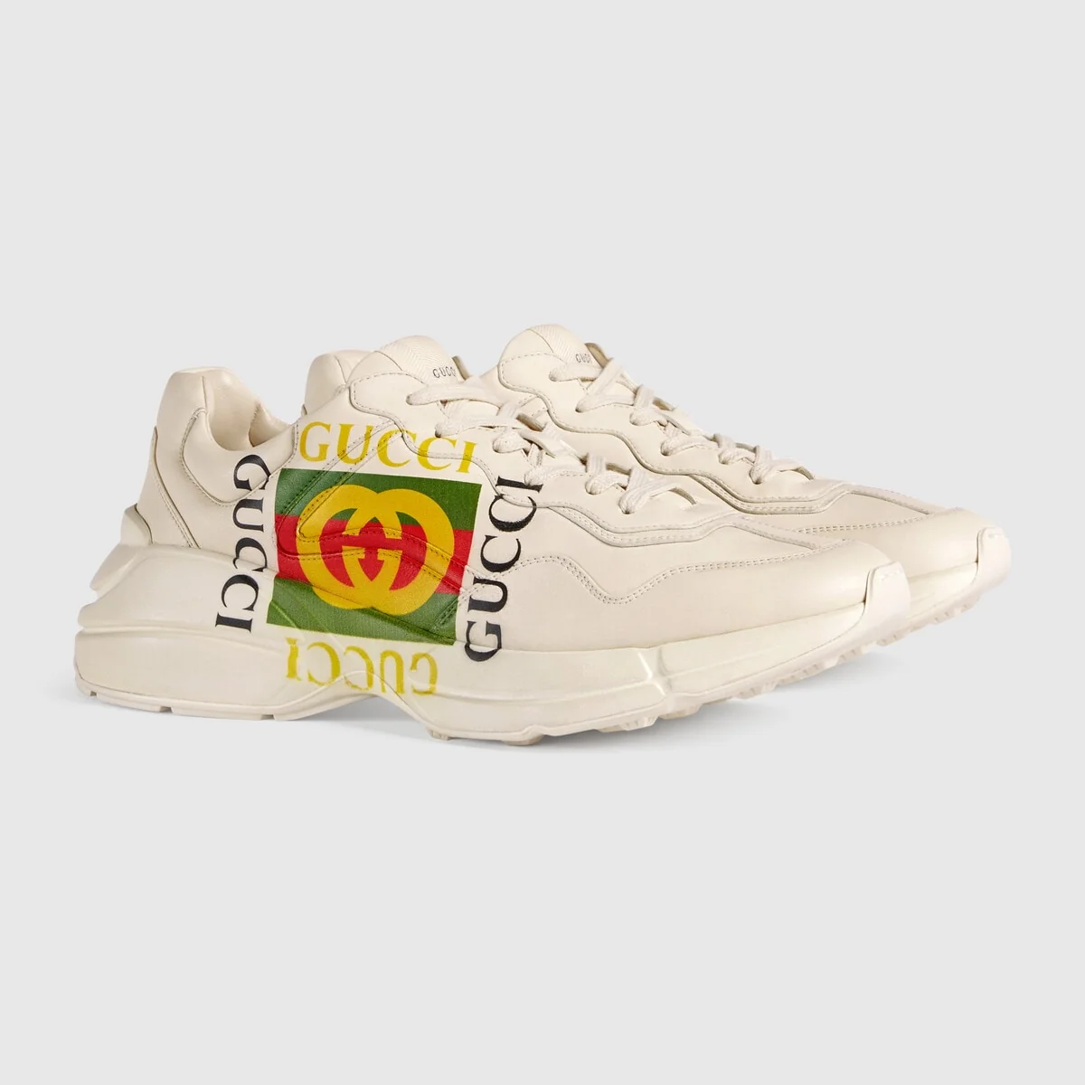 Men’s Rhyton Gucci logo leather sneaker view 3