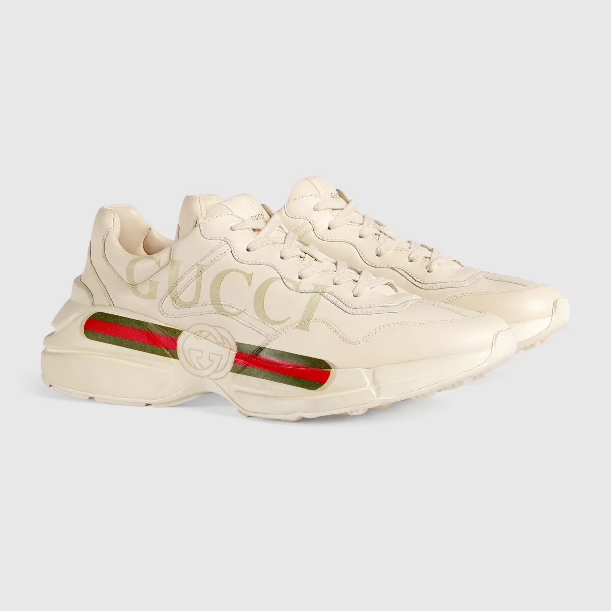 Men’s Rhyton Gucci logo leather sneaker view 3